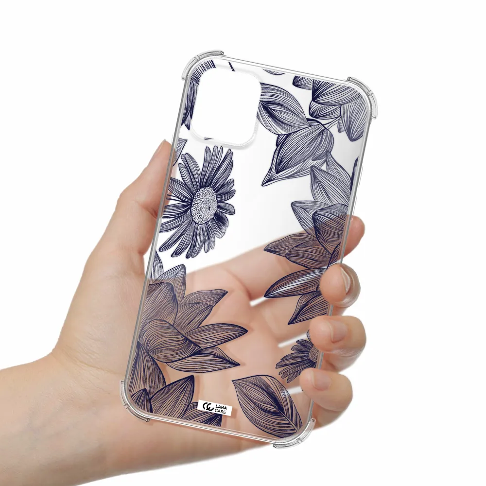 Blue Line Flower Apple iPhone 11 Clear PC Case