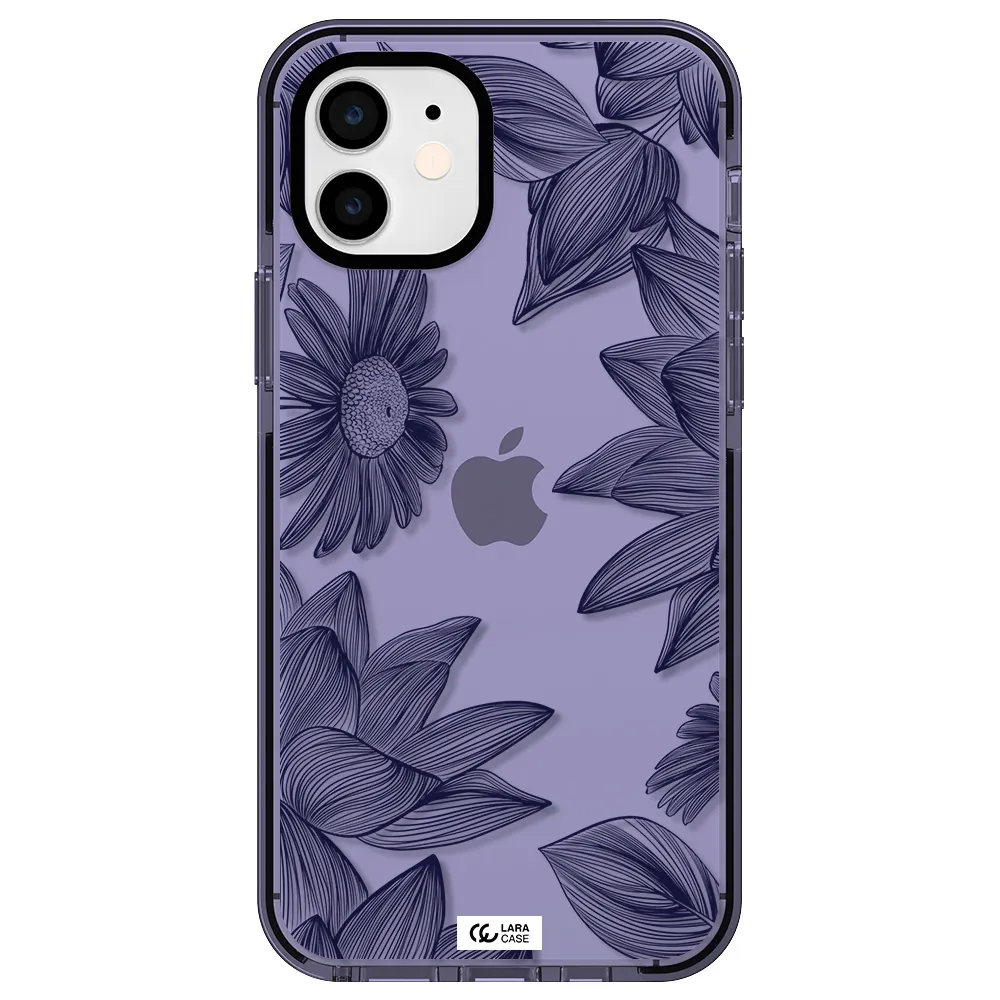 Blue Line Flower Apple iPhone 11 impact Lilac Case