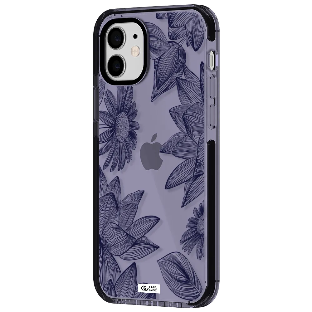 Blue Line Flower Apple iPhone 11 impact Lilac Case