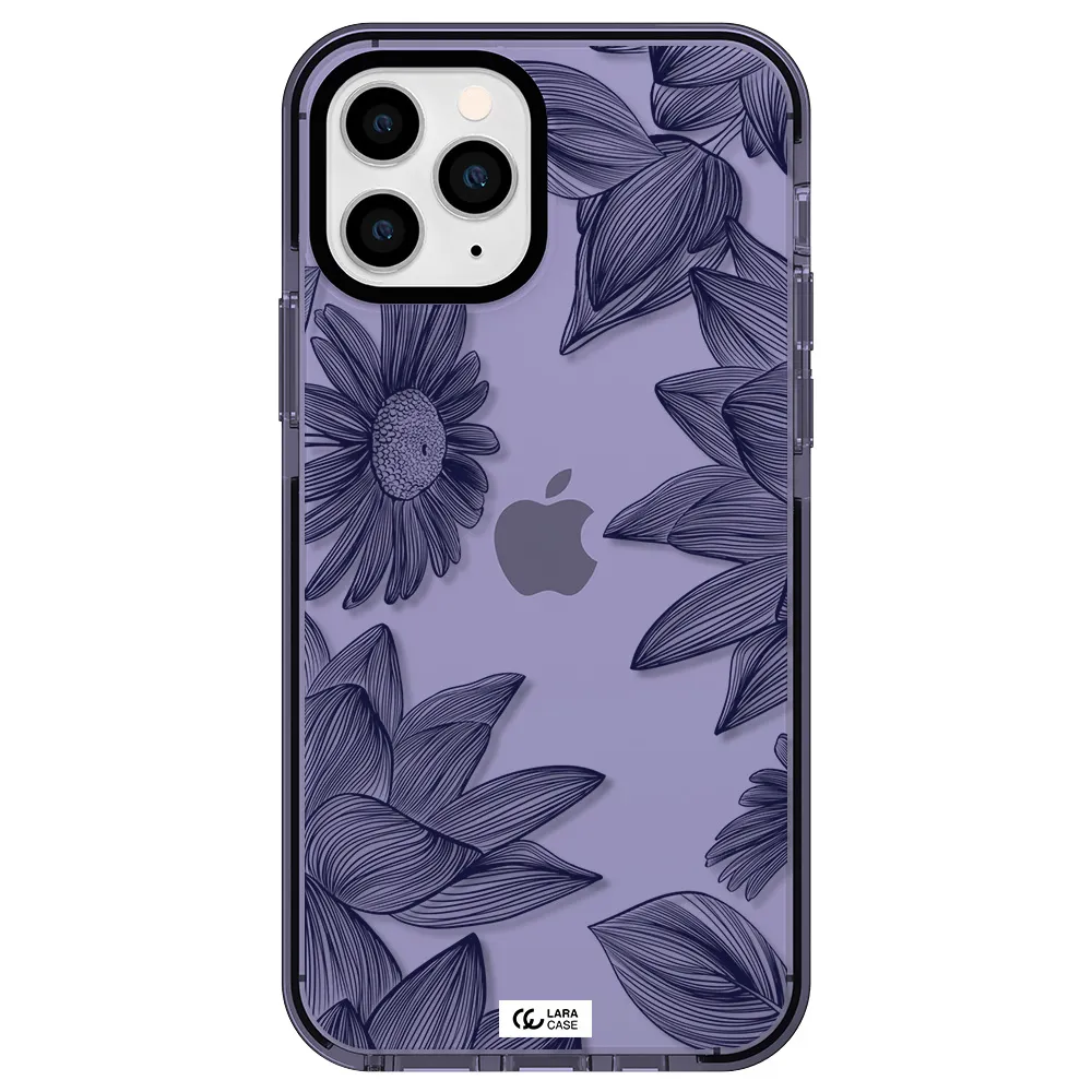Blue Line Flower Apple iPhone 11 pro impact Lilac Case