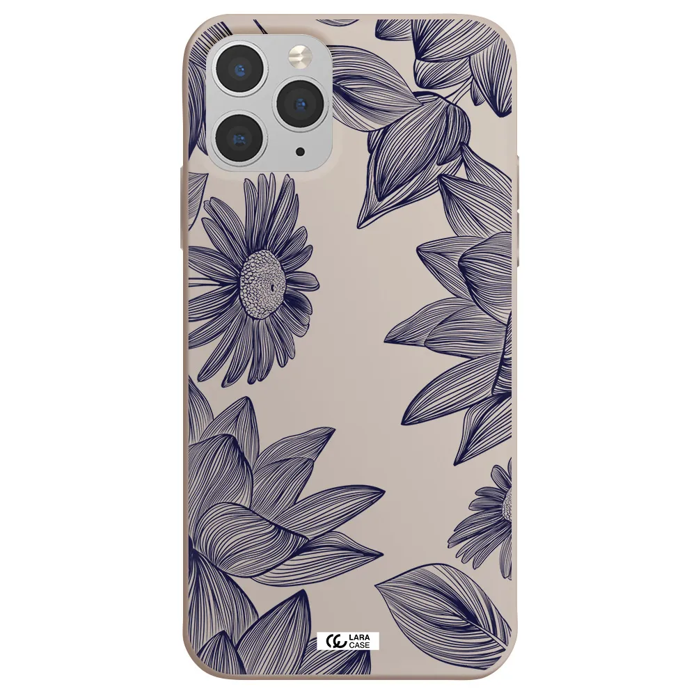 Blue Line Flower Apple iPhone 11 pro max Silicone Stone Case