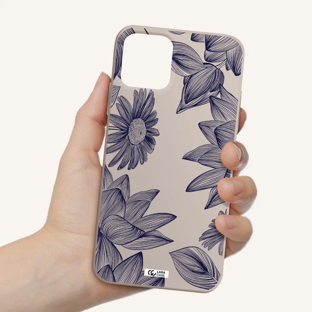 Blue Line Flower Apple iPhone 11 pro max Silicone Stone Case