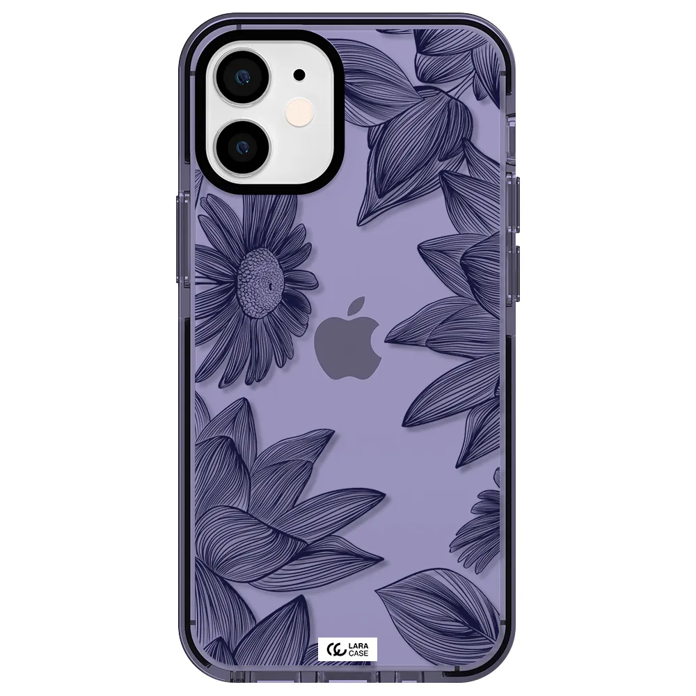 Blue Line Flower Apple iPhone 12 mini impact Lilac Case