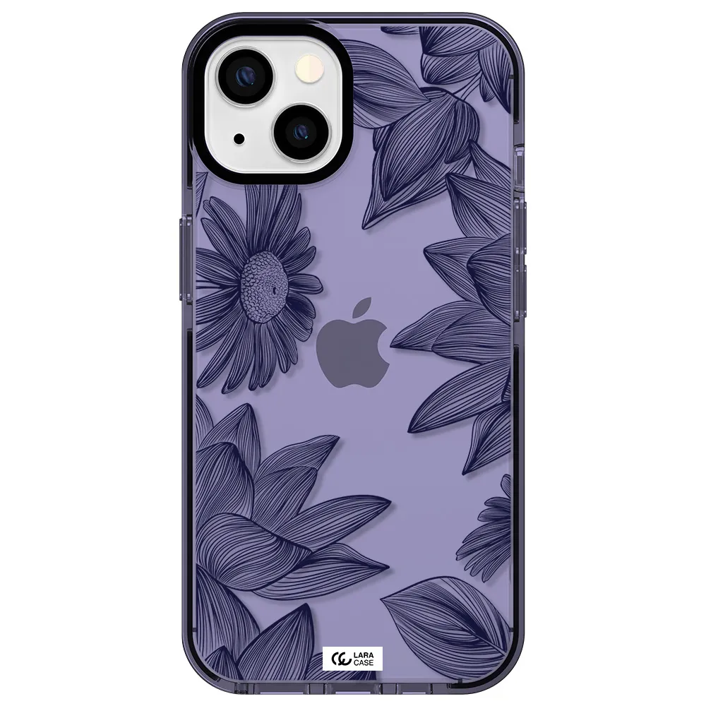 Blue Line Flower Apple iPhone 13 impact Lilac Case
