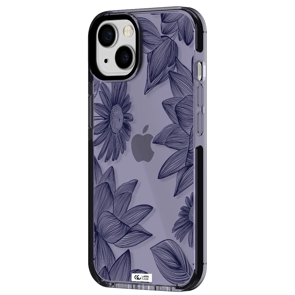 Blue Line Flower Apple iPhone 13 impact Lilac Case