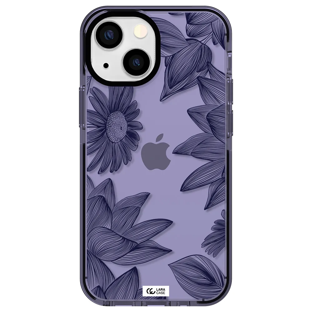Blue Line Flower Apple iPhone 13 mini impact Lilac Case