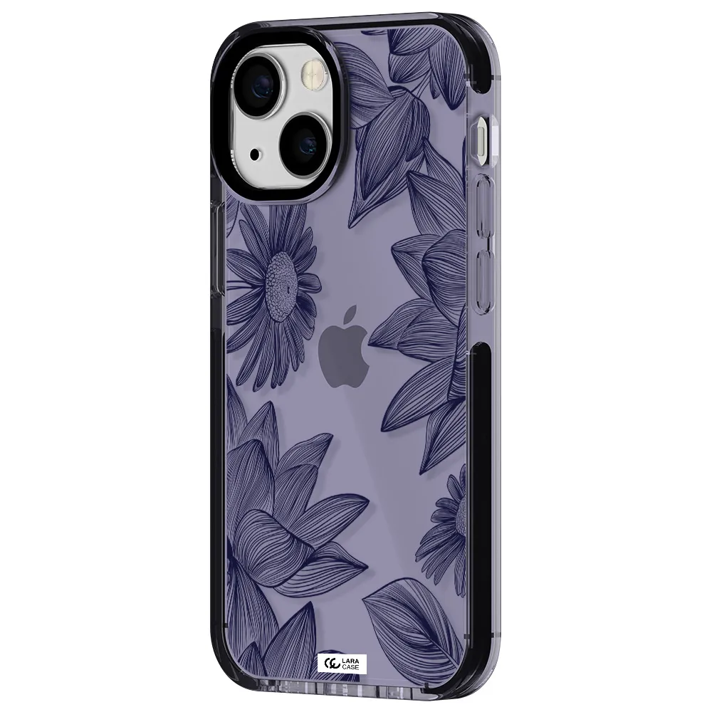 Blue Line Flower Apple iPhone 13 mini impact Lilac Case