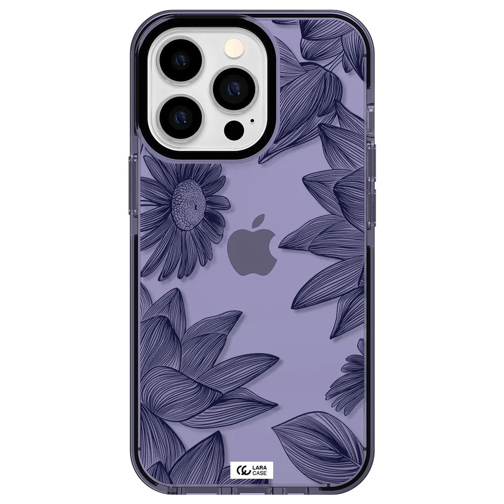 Blue Line Flower Apple iPhone 13 Pro impact Lilac Case
