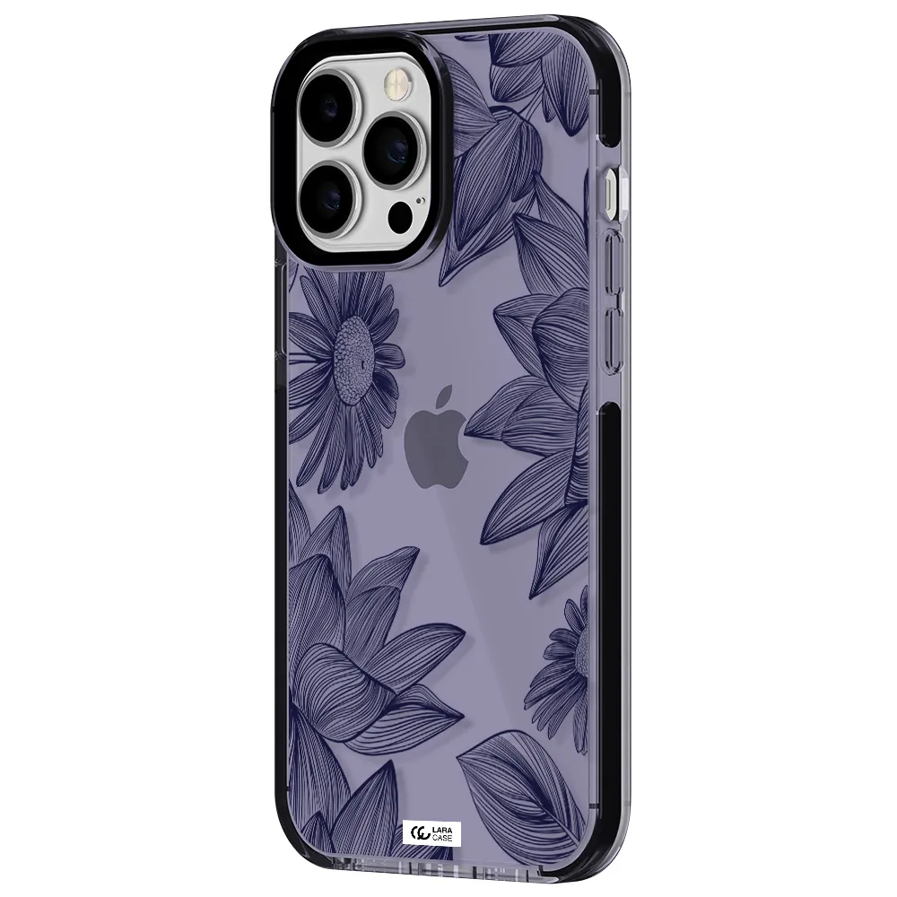 Blue Line Flower Apple iPhone 13 Pro Max impact Lilac Case