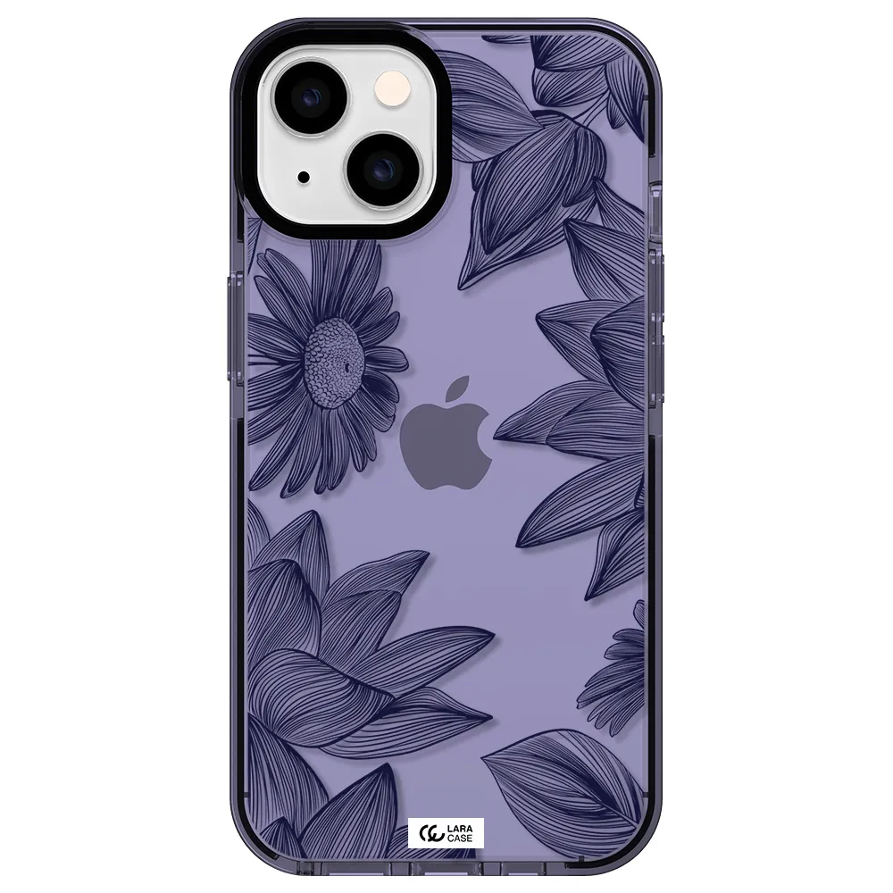 Blue Line Flower Apple iPhone 14 impact Lilac Case