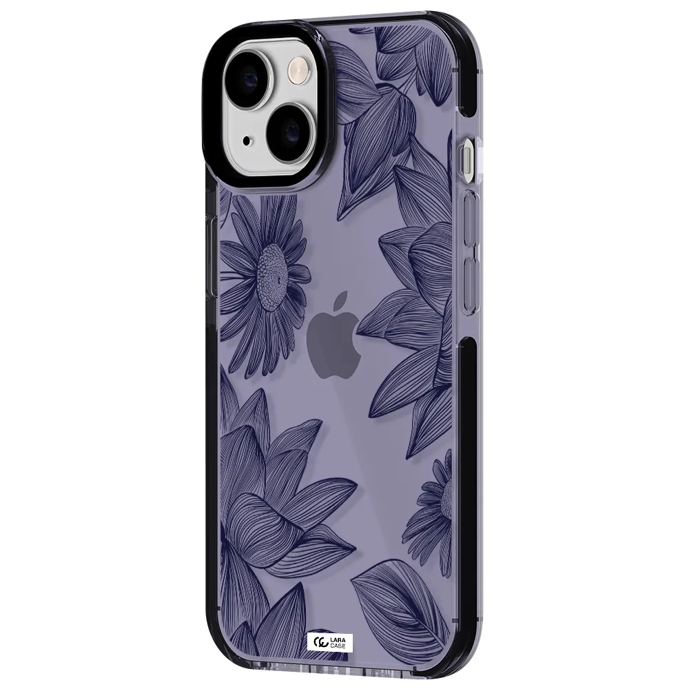 Blue Line Flower Apple iPhone 14 impact Lilac Case