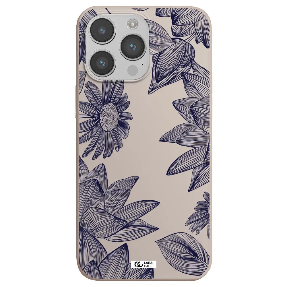 Blue Line Flower Apple iPhone 14 pro max Silicone Stone Case