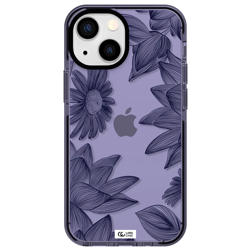 Blue Line Flower Apple iPhone 15 impact Lilac Case