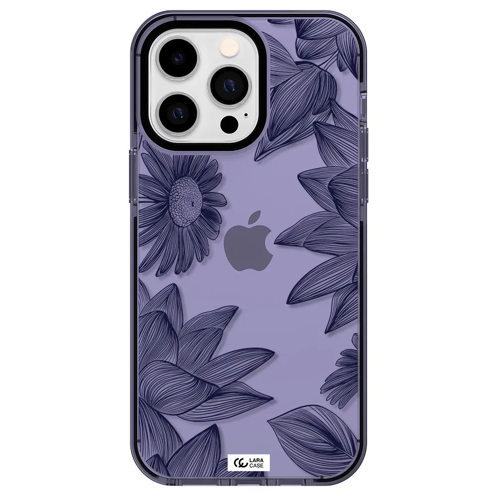 Blue Line Flower Apple iPhone 15 Pro impact Lilac Case