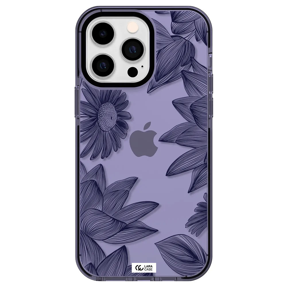 Blue Line Flower Apple iPhone 15 Pro Max impact Lilac Case