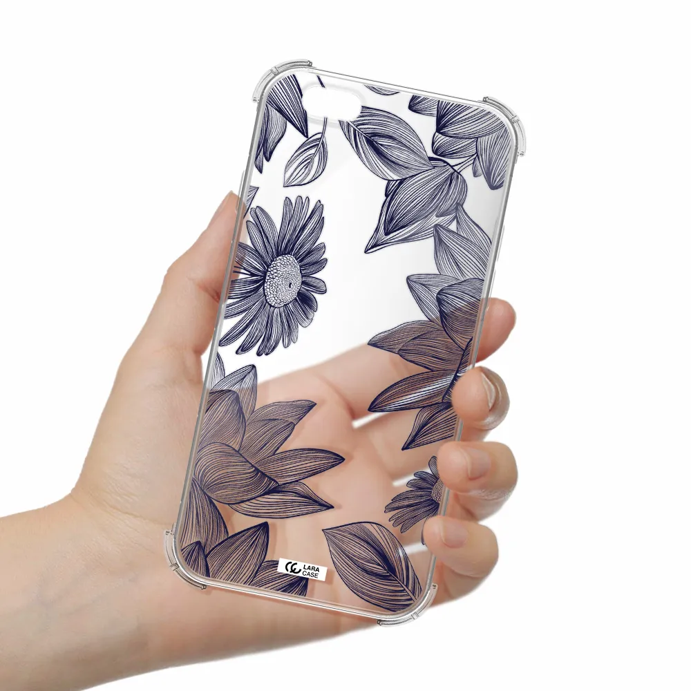Blue Line Flower Apple iPhone 6 Clear PC Case