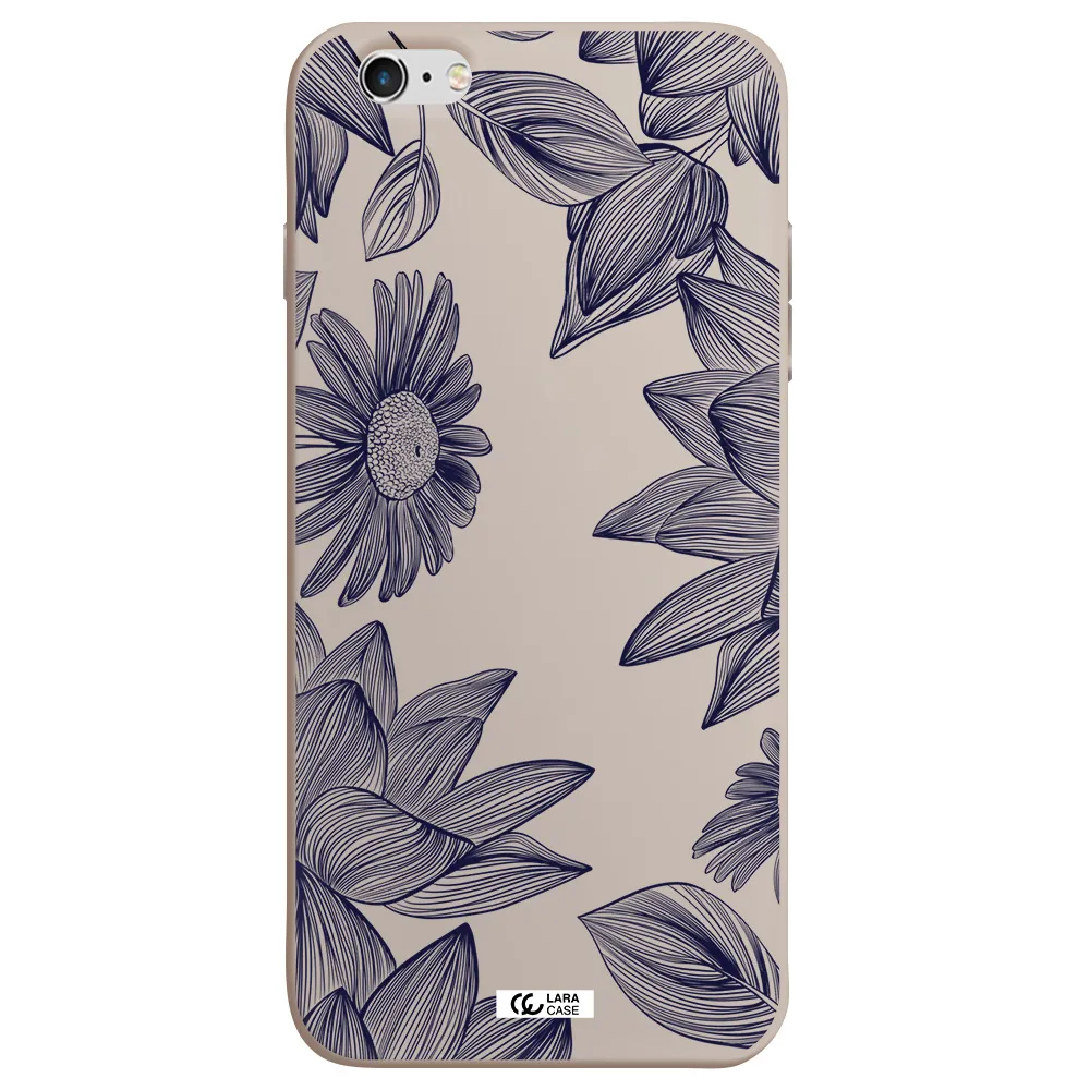 Blue Line Flower Apple iPhone 6 plus Silicone Stone Case