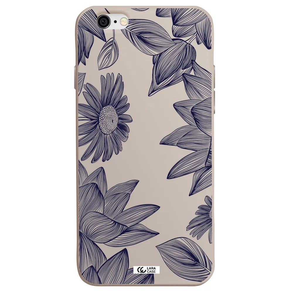 Blue Line Flower Apple iPhone 6 Silicone Stone Case