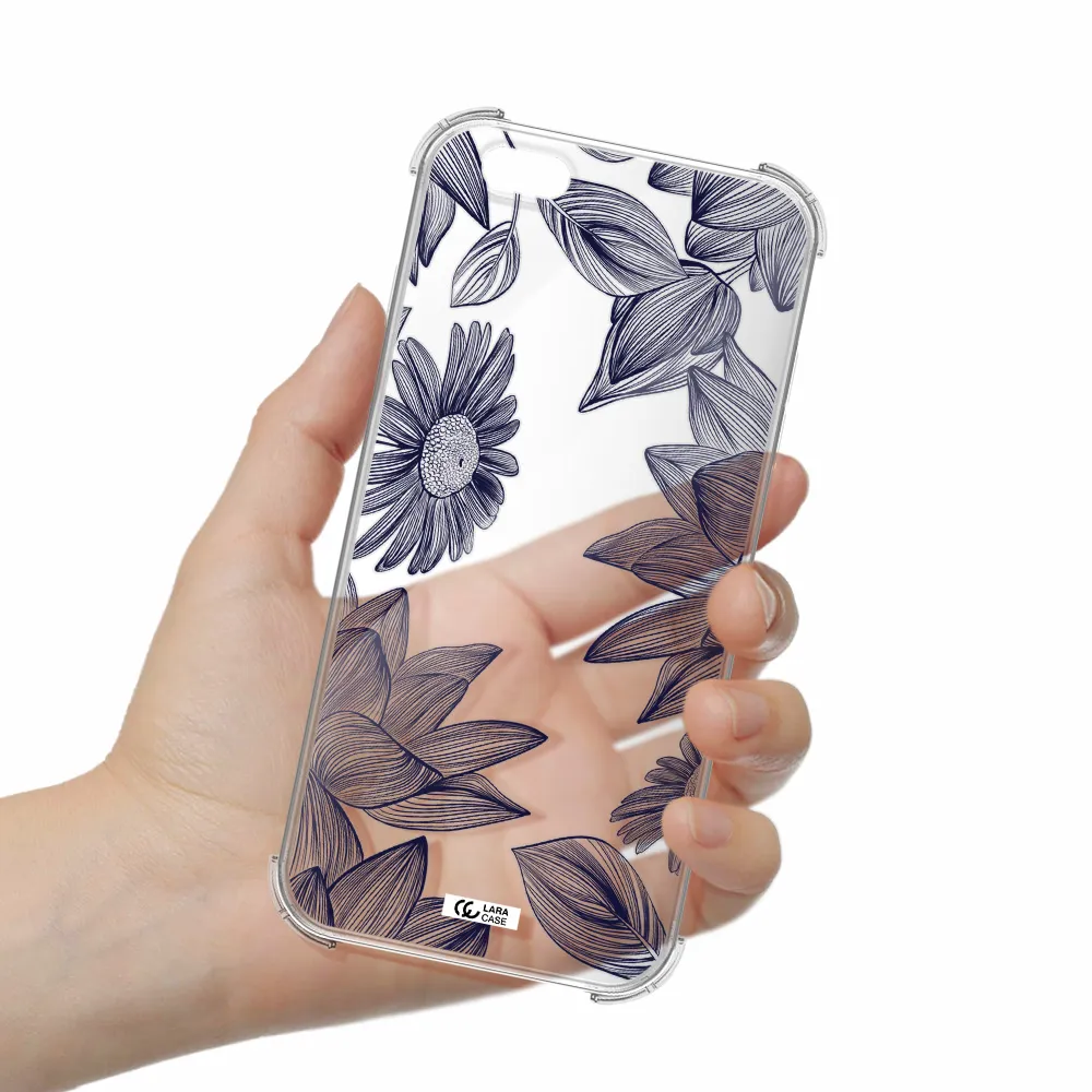 Blue Line Flower Apple iPhone 6S Clear PC Case