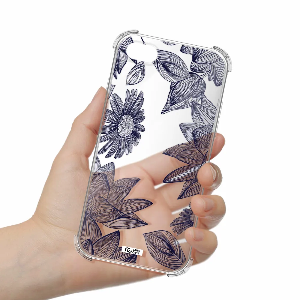 Blue Line Flower Apple iPhone 7 Clear PC Case