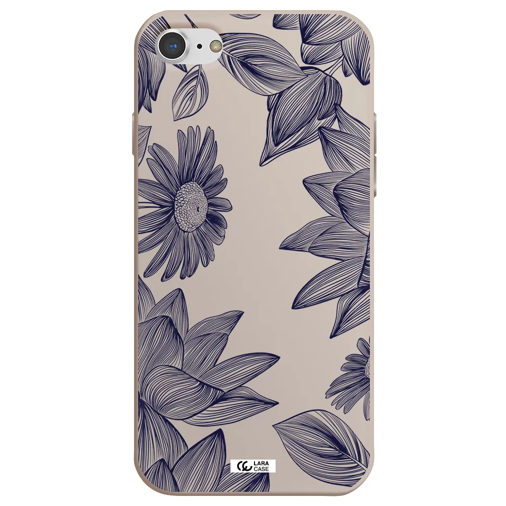 Blue Line Flower Apple iPhone 7 Silicone Stone Case