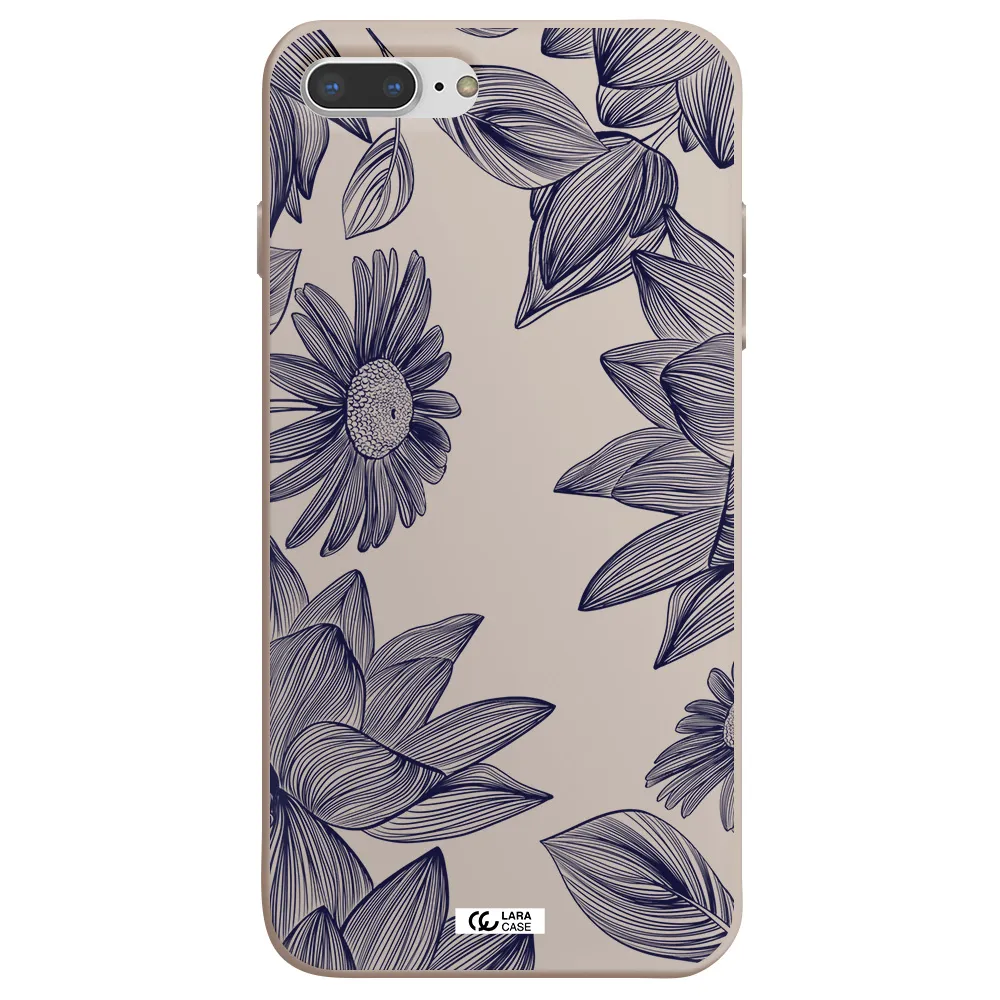 Blue Line Flower Apple iPhone 8 plus Silicone Stone Case