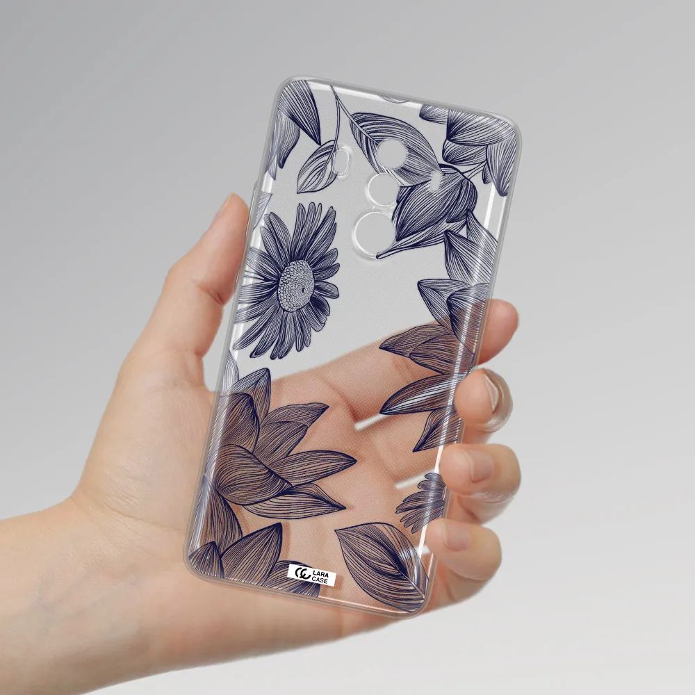 Blue Line Flower Huawei Mate 10 Clear TPU Case