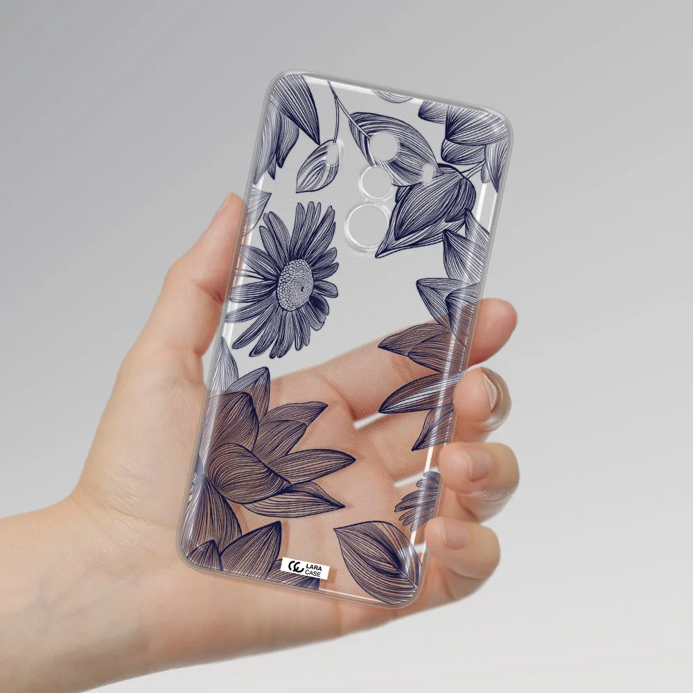 Blue Line Flower Huawei Mate 10 Pro Clear TPU Case