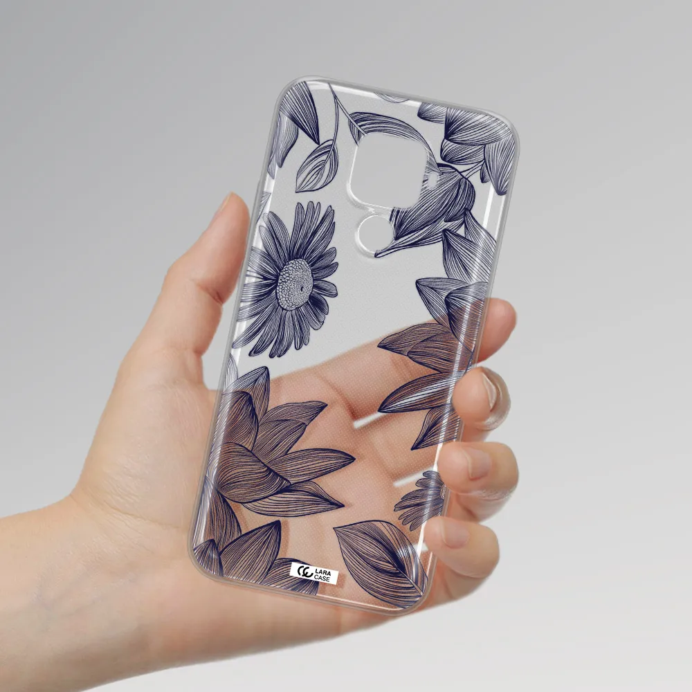 Blue Line Flower Huawei Mate 30 Lite Clear TPU Case