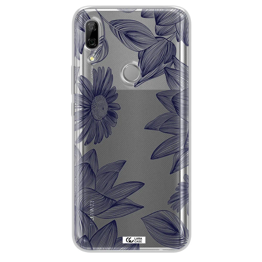 Blue Line Flower Huawei P Smart Z Clear TPU Case