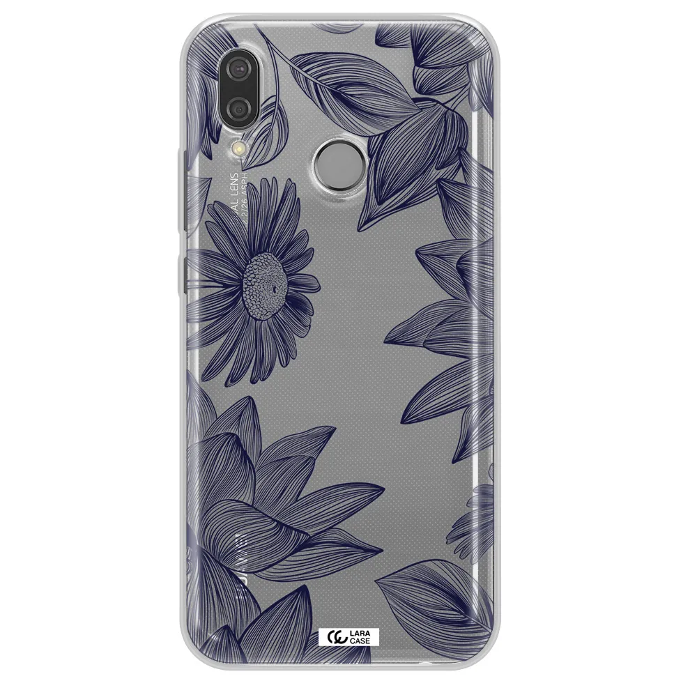 Blue Line Flower Huawei P20 Lite Clear TPU Case