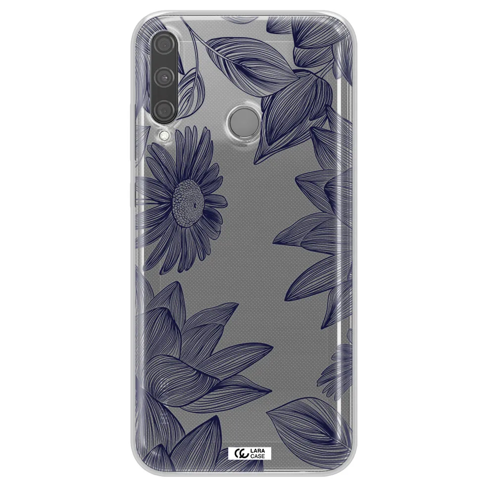 Blue Line Flower Huawei P40 Lite E Clear TPU Case