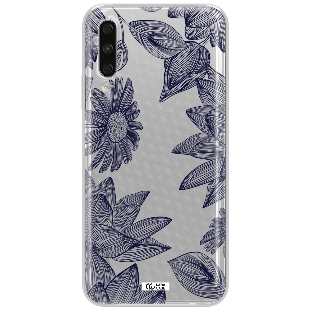 Blue Line Flower Huawei Y9S Clear Tpu Case