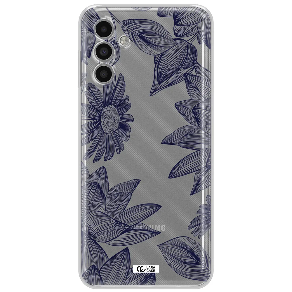 Blue Line Flower Samsung A13 5G Clear Tpu Case
