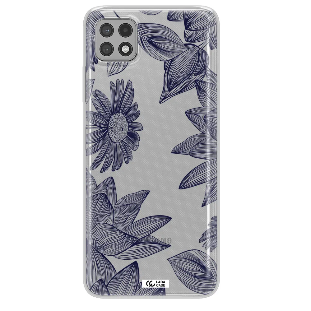 Blue Line Flower Samsung A22 5g Clear TPU Case