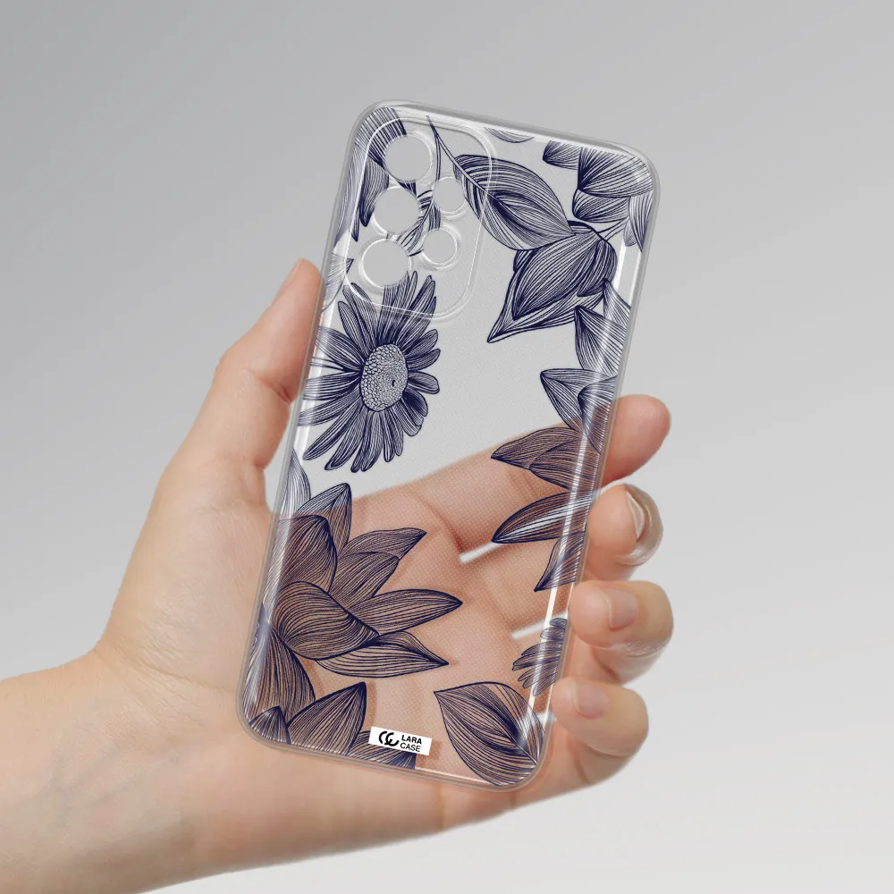 Blue Line Flower Samsung A23 5G Clear Tpu Case