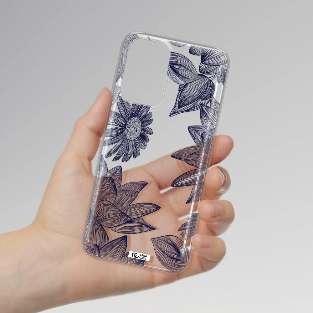 Blue Line Flower Samsung A33 Clear TPU Case