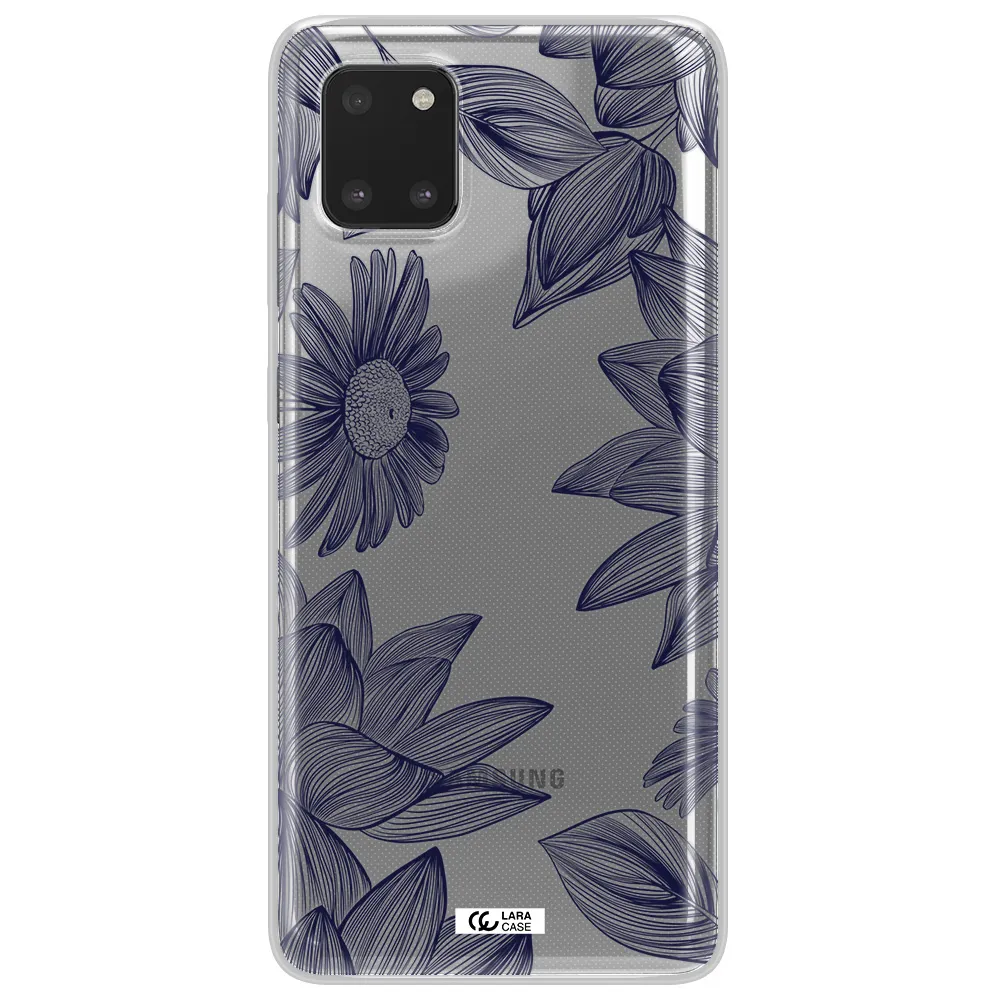 Blue Line Flower Samsung Note 10 Lite Clear TPU Case