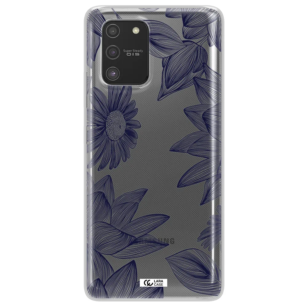 Blue Line Flower Samsung S10 Lite Clear TPU Case