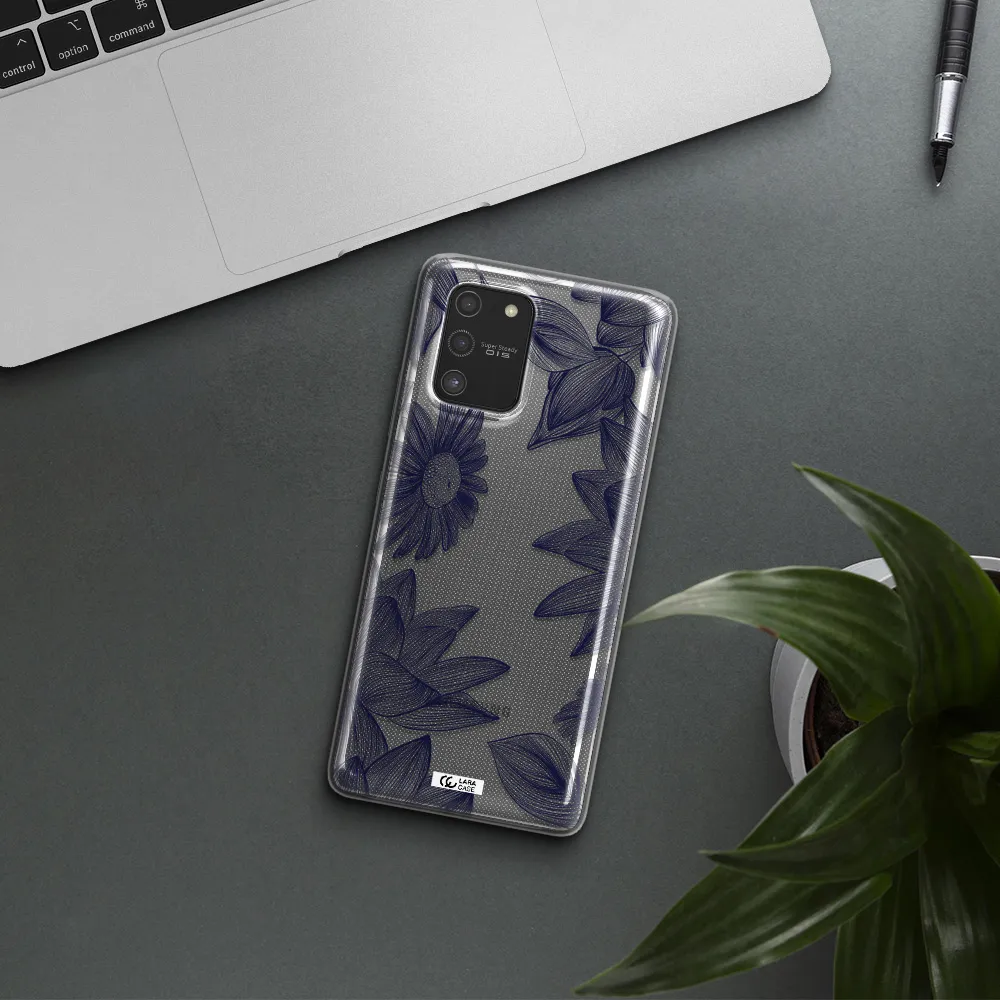 Blue Line Flower Samsung S10 Lite Clear TPU Case