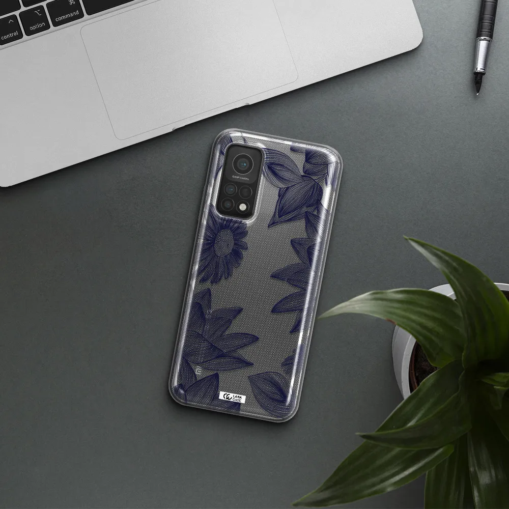 Blue Line Flower Xiaomi Mi 10T Clear TPU Case