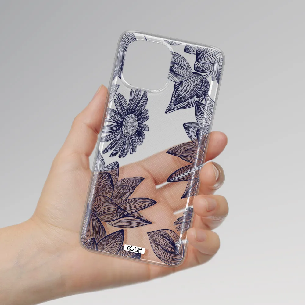 Blue Line Flower Xiaomi Mi 11 Lite Clear TPU Case