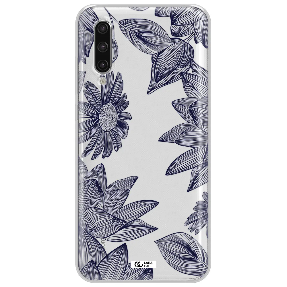 Blue Line Flower Xiaomi Mi 9 Lite Clear Tpu Case