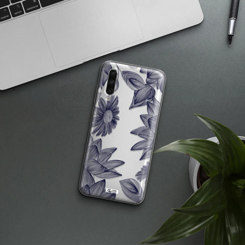 Blue Line Flower Xiaomi Mi 9 Lite Clear Tpu Case