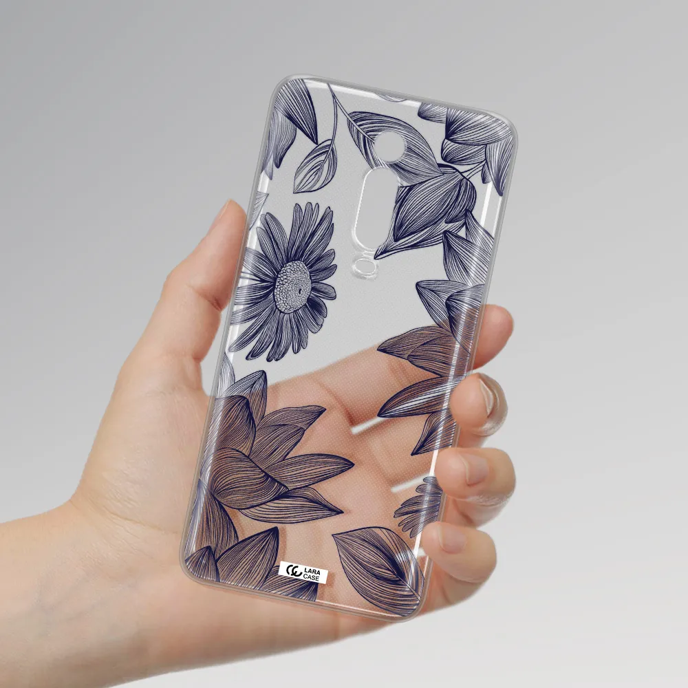 Blue Line Flower Xiaomi Mi 9T Clear TPU Case