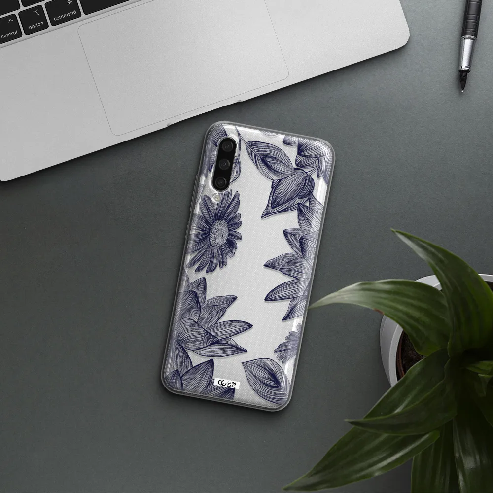 Blue Line Flower Xiaomi Mi A3 Clear Tpu Case