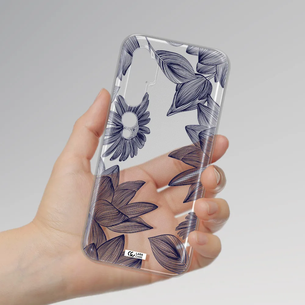 Blue Line Flower Xiaomi Mi Note 10 Clear TPU Case