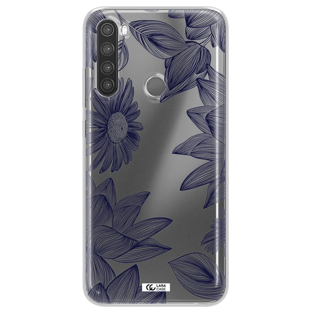 Blue Line Flower Xiaomi Note 8 Clear TPU Case