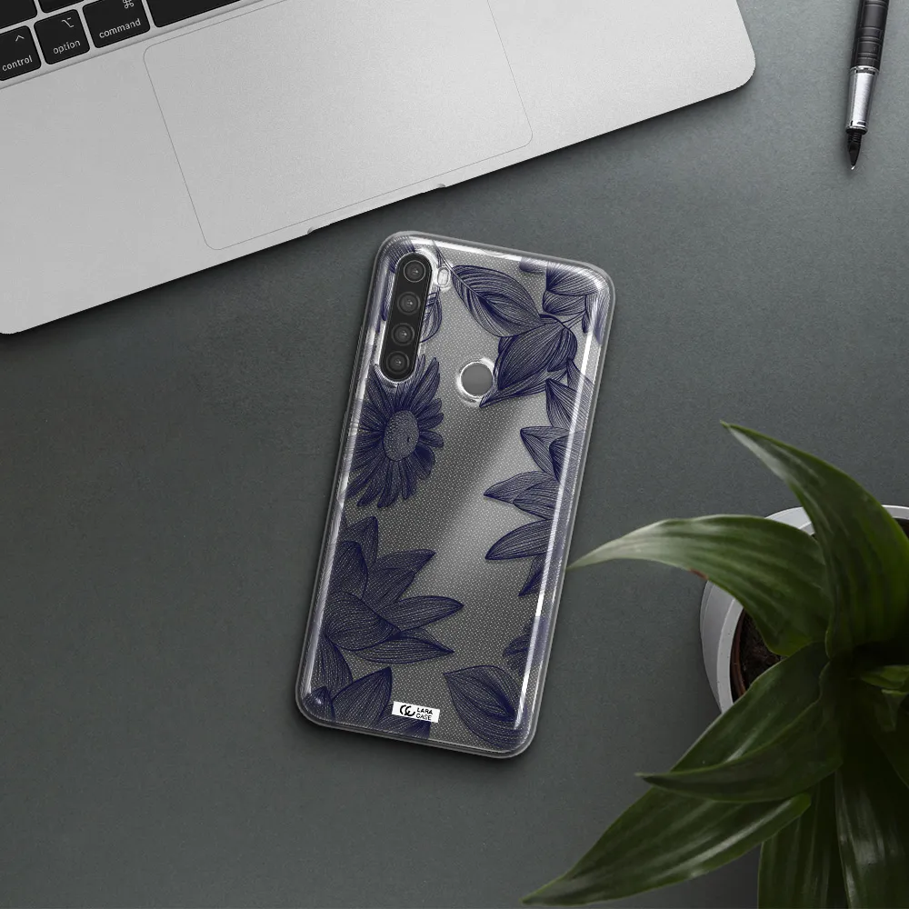 Blue Line Flower Xiaomi Note 8 Clear TPU Case