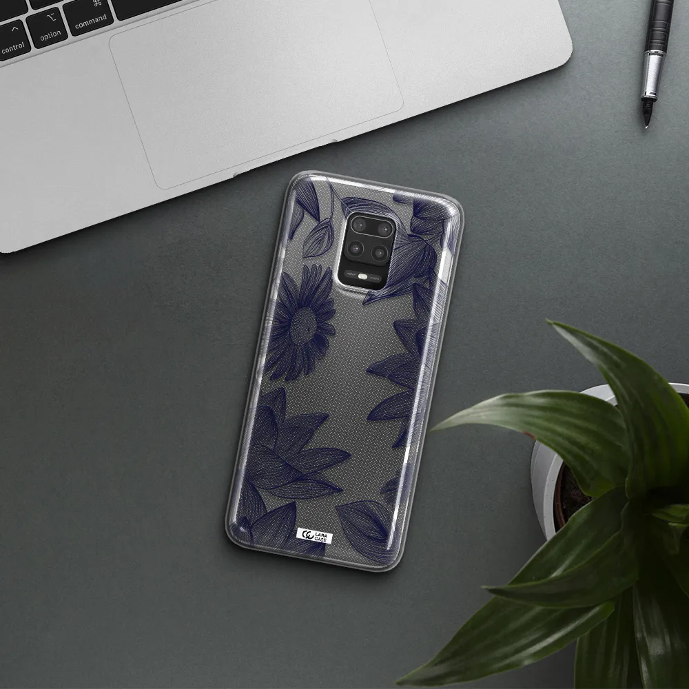Blue Line Flower Xiaomi Note 9S Clear TPU Case